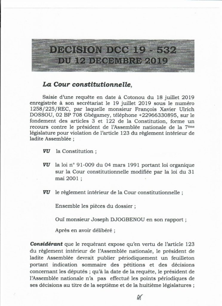 Décision Cour Constitutionnelle_Vlavonou et Houngbédji