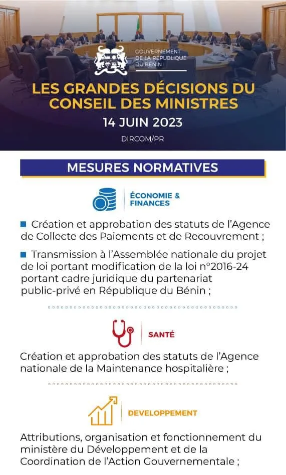 Conseil des ministres : Voici les grandes décisions de ce 14 juin 2023